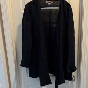 Flax Black Open-Front Linen Jacket